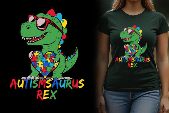 Autism Saurus: A Playful T-Rex Design for Cause-Driven Embroidery