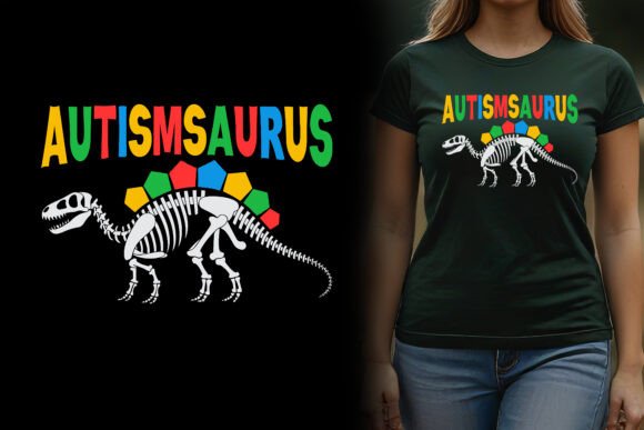 Funny Autism Saurus Graphics T-shirt Review for Embroidery Projects
